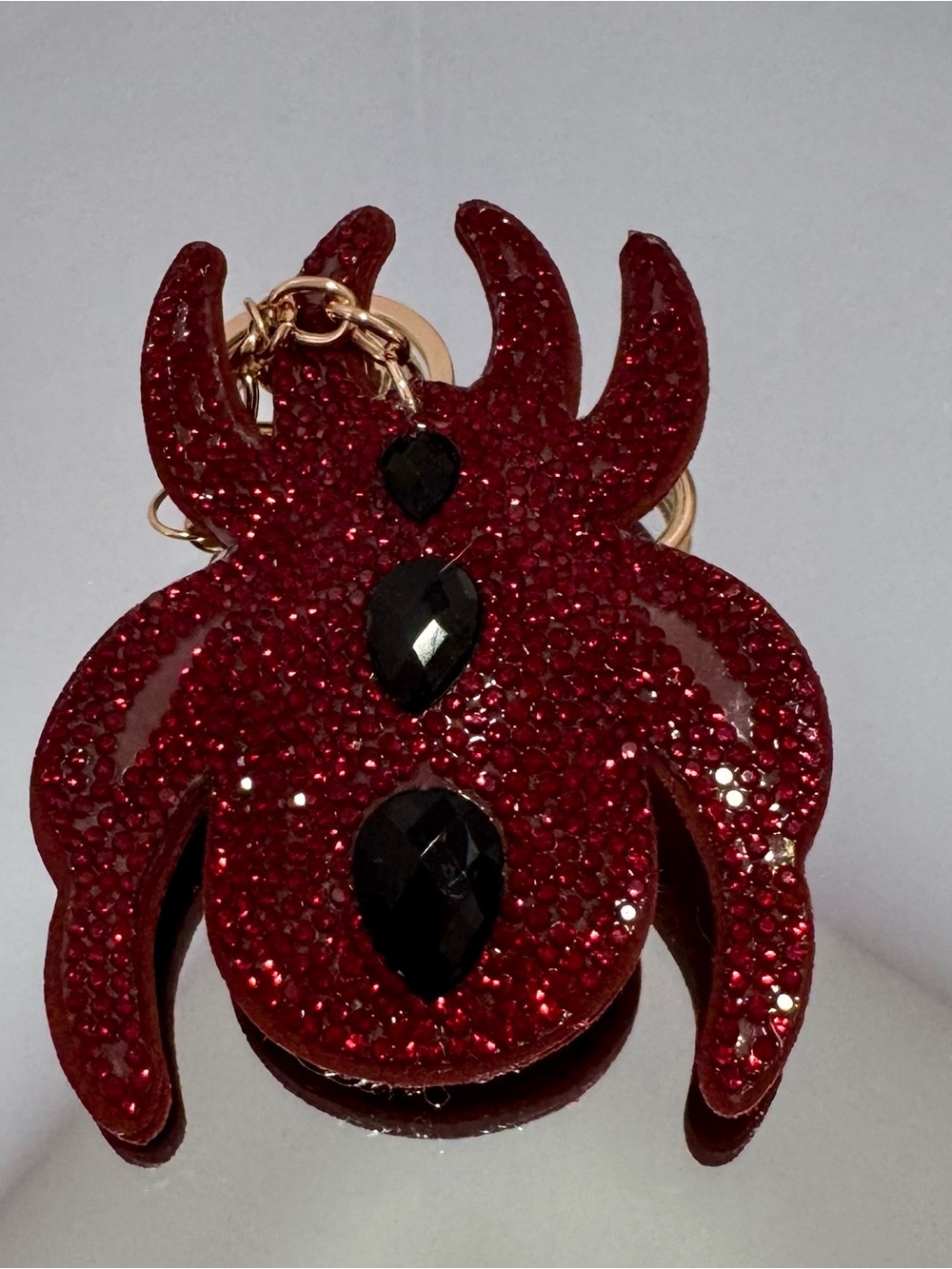 New Dark Red Crystal Spider Keychain Charm